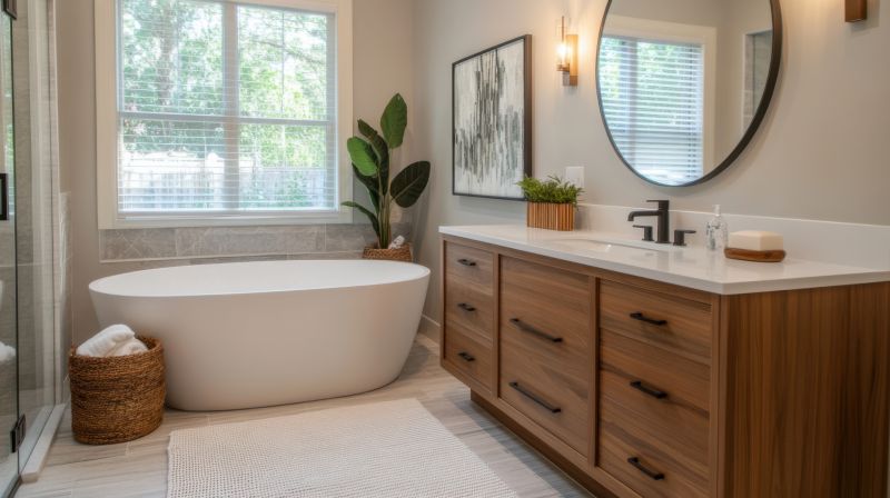 Freestanding Tub with Accent Wall